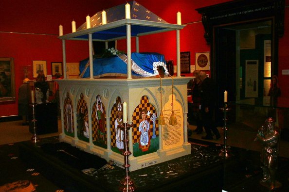 The coffin on the specially made catafalque