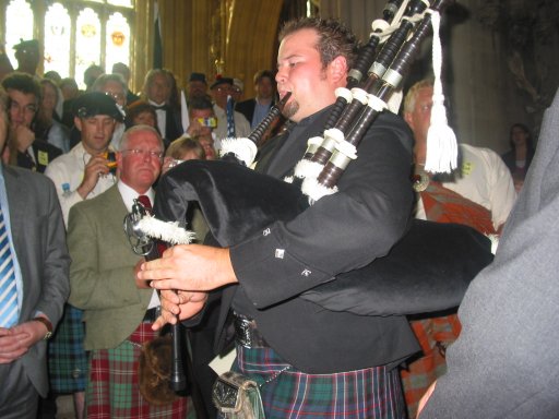 The piper plays in Westminster Hall