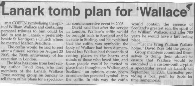 Lanark Gazette article of 13th November 2003
