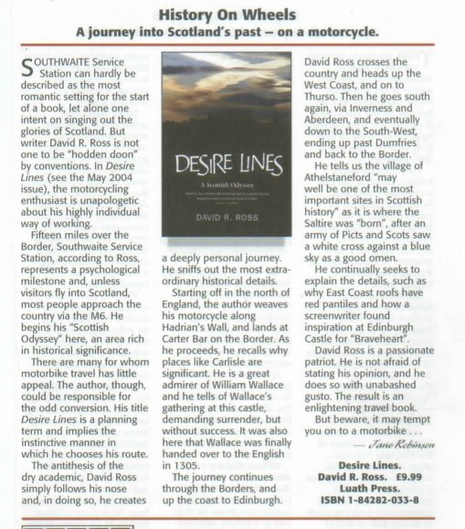 The Scots Magazine, September 2004 - a review of Desire Lines